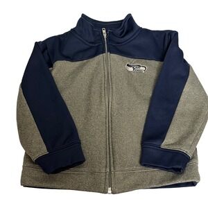 NFL Team Apparel Seattle Seahawks Kids 4T Full Zip Track Jacket Navy Gray Fleece